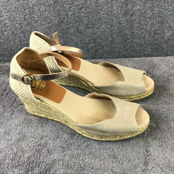 Kanna Women's Sandals Size 9 Espadrille Wedge Reptile Embossed Open Toe Strap - Picture 3 of 9